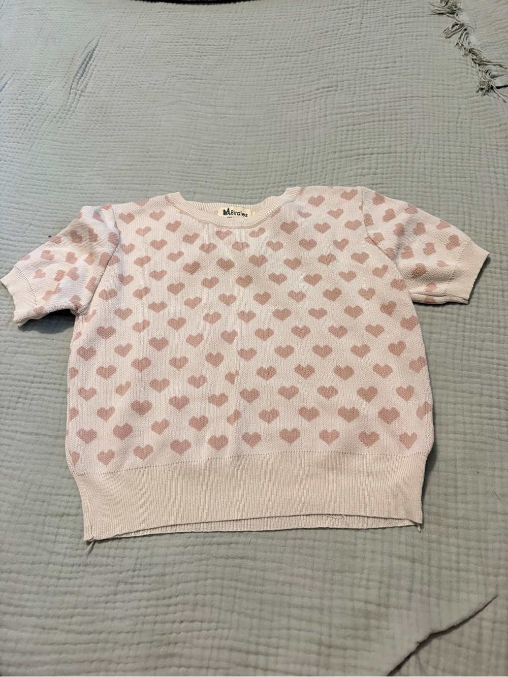 Birdies Pale Pink Heart Knit Top